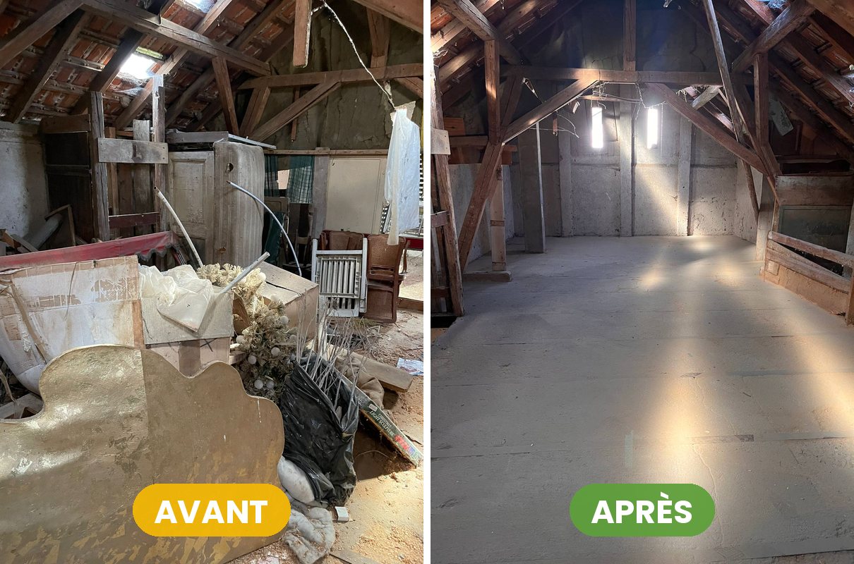 Débarras de grenier, avant et après