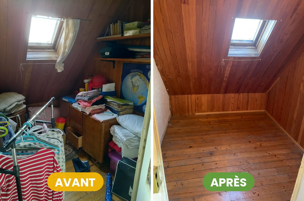 Débarras après succession, avant et après