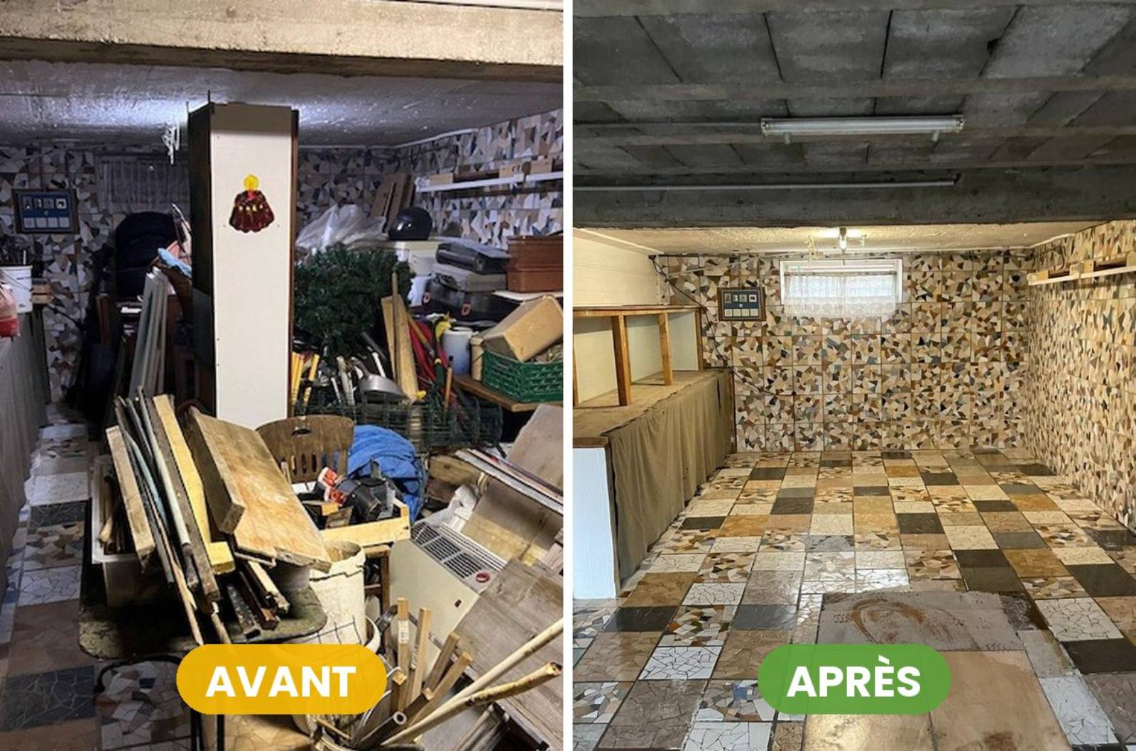 Enlèvement d'encombrants, avant et après