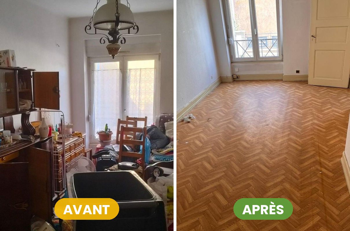 Débarras d'appartement, avant et après